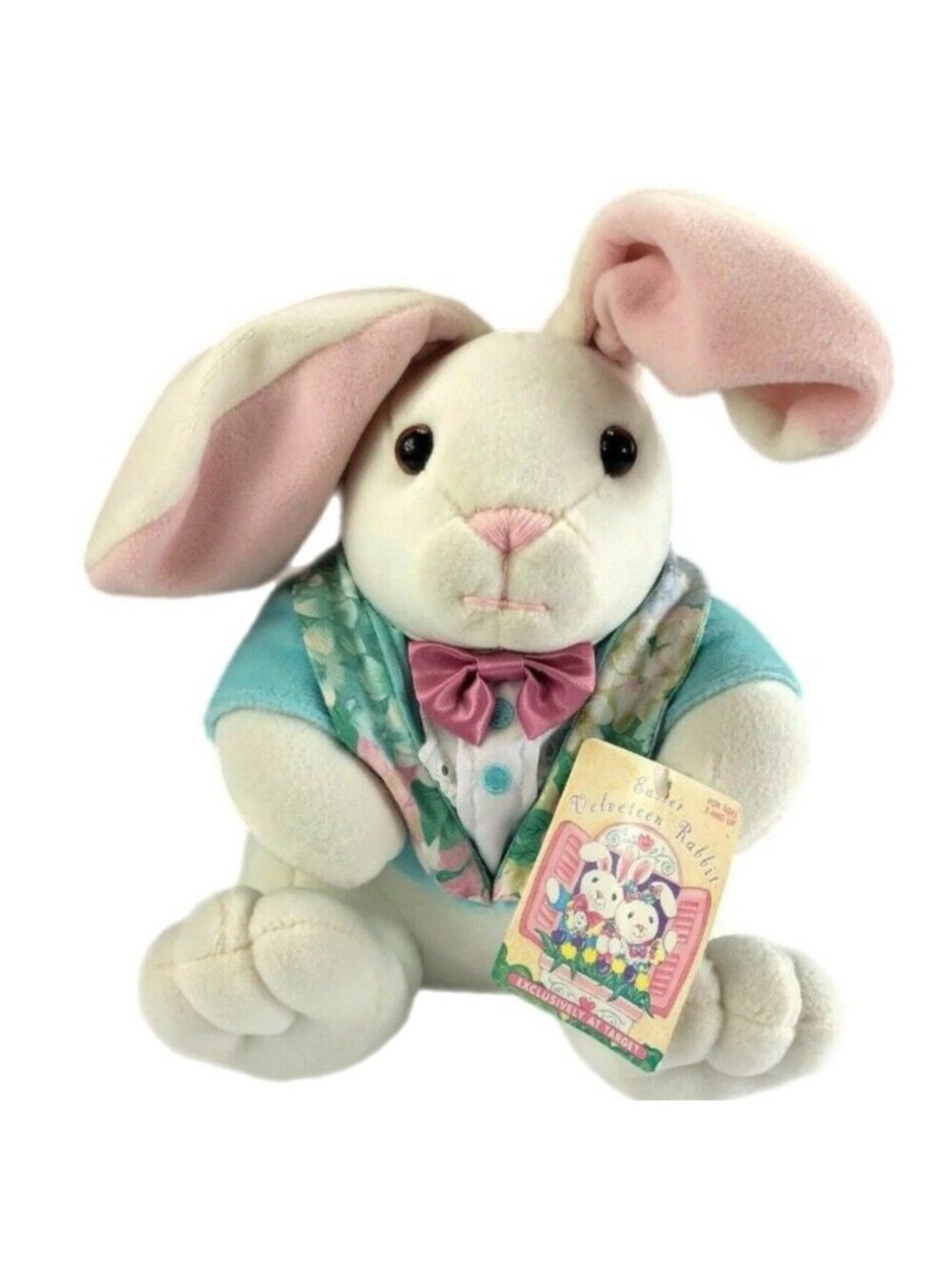 Easter Velveteen Rabbit Blue Floral Vest Pastel Vintage 1995 Commonwealth 9" Tag